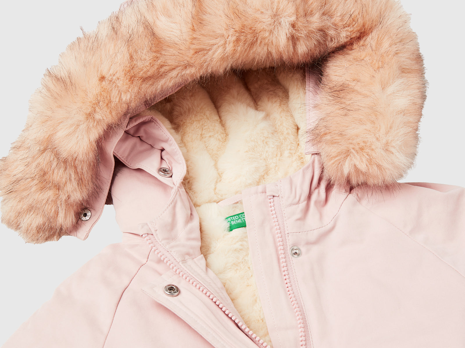 Parka imbottito con coulisse da bimba rosa 3 | Benetton Outlet