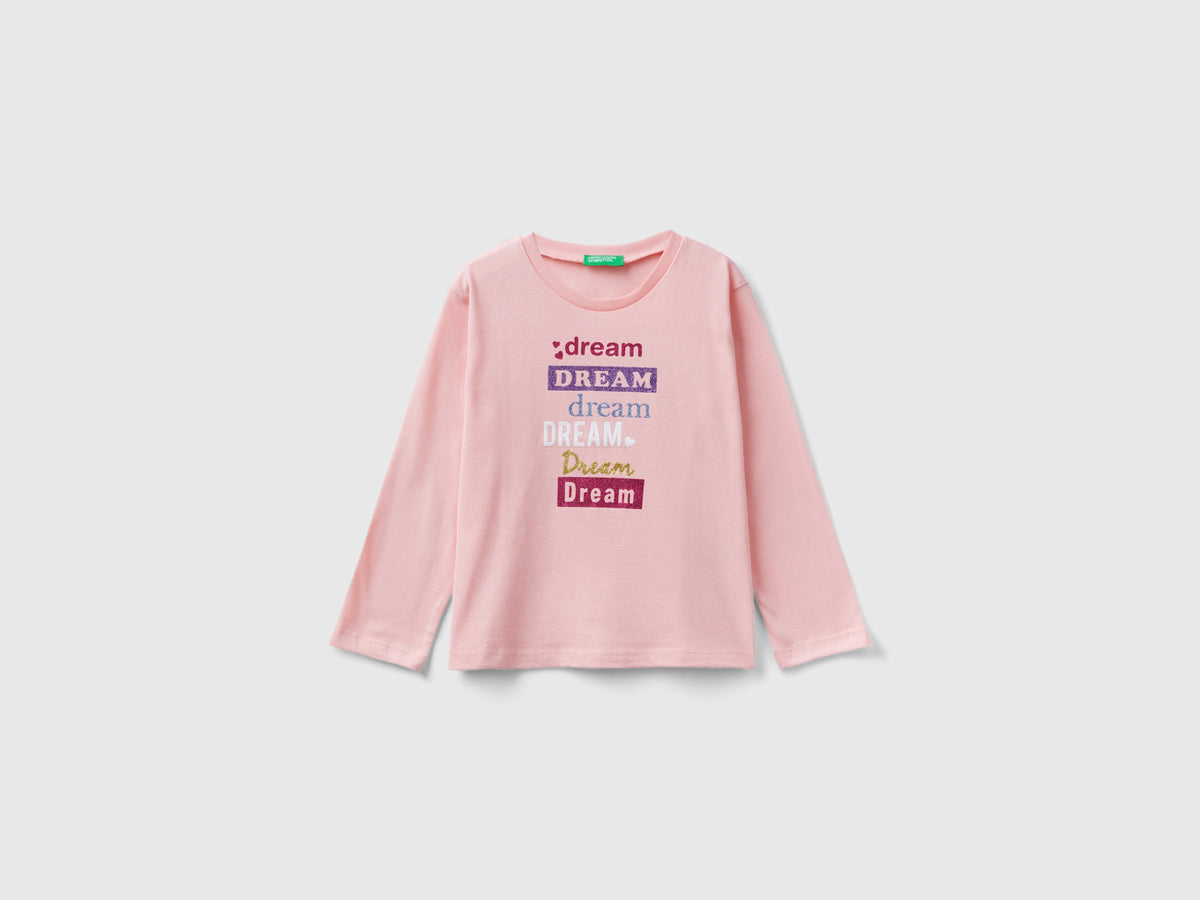 Calda t-shirt con stampa e glitter