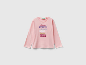 Calda t-shirt con stampa e glitter