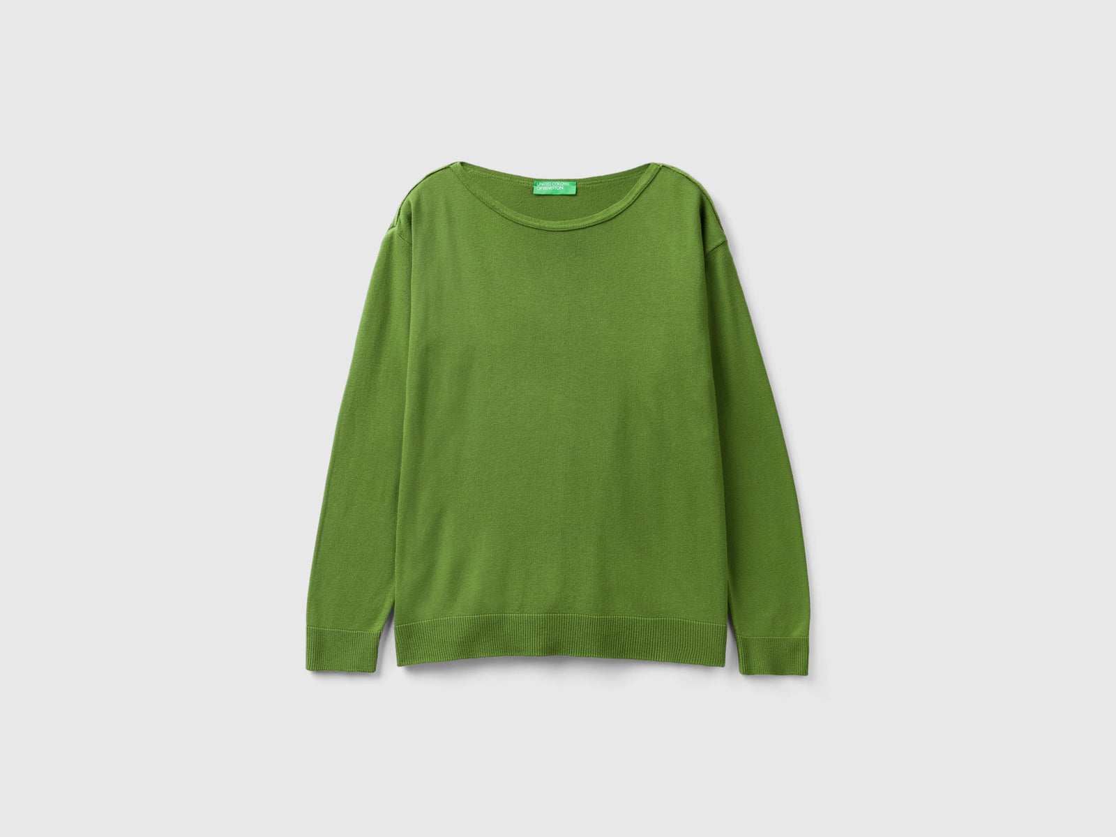 Maglia con scollo a barchetta da donna verde militare | Benetton Outlet