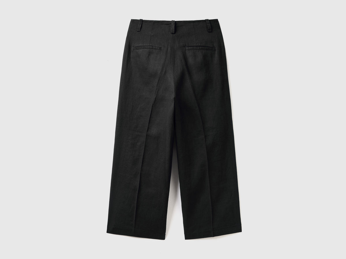 Pantaloni ampi in puro lino