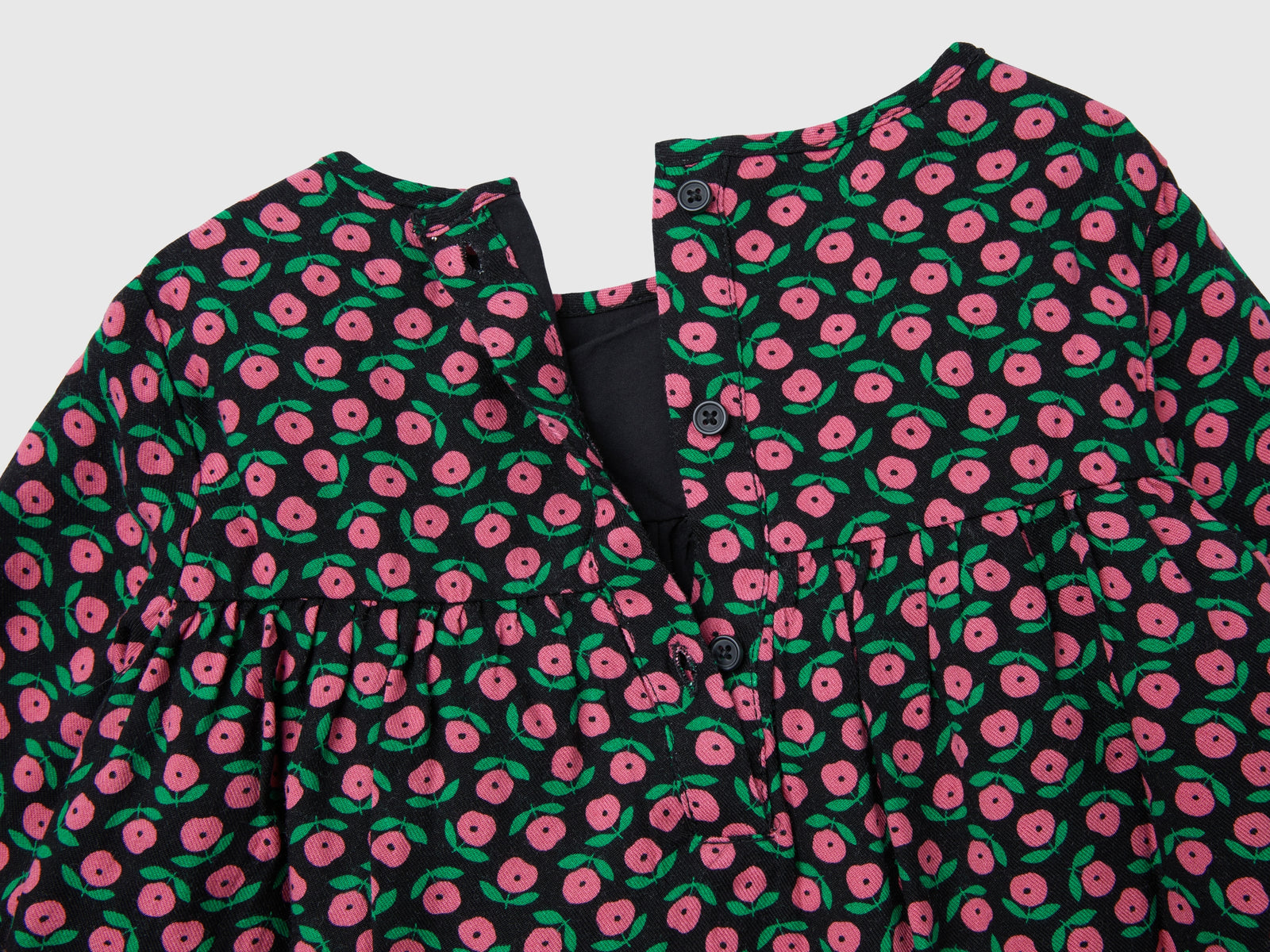 Abito con stampa floreale da bimba nero 2 | Benetton Outlet