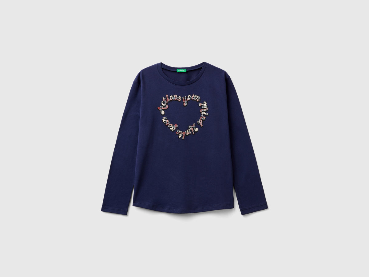 Maglietta in caldo cotone con stampa glitter