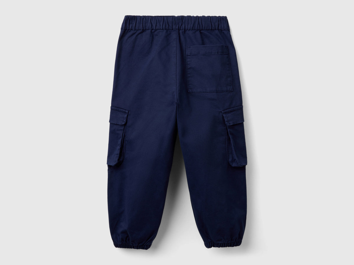 Pantaloni parachute in cotone stretch