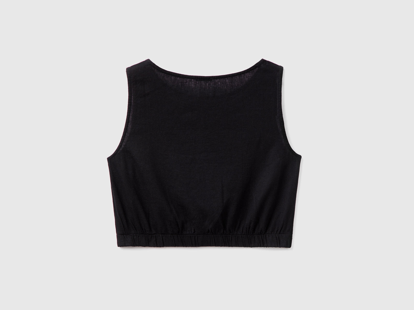 Top corto smanicato in lino misto viscosa da donna nero 2 | Benetton Outlet