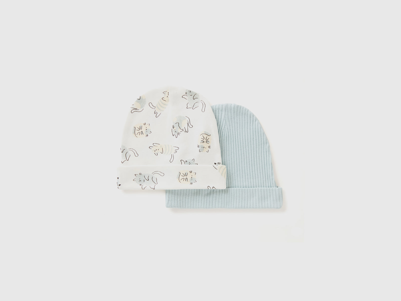 Due cappellini in cotone bio da neonato multi-color 2 | Benetton Outlet