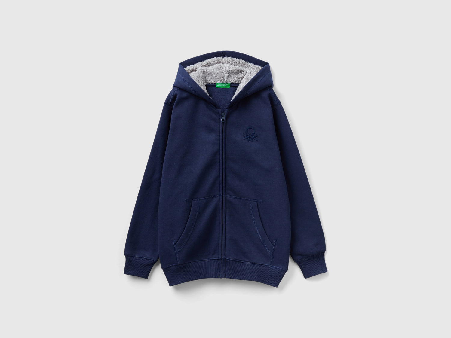 Felpa con cappuccio foderato da bambino blu scuro | Benetton Outlet