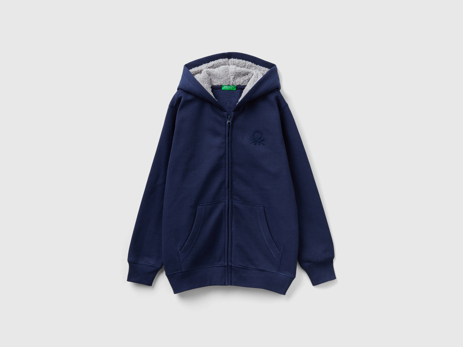 Felpa con cappuccio foderato da bambino blu scuro | Benetton Outlet