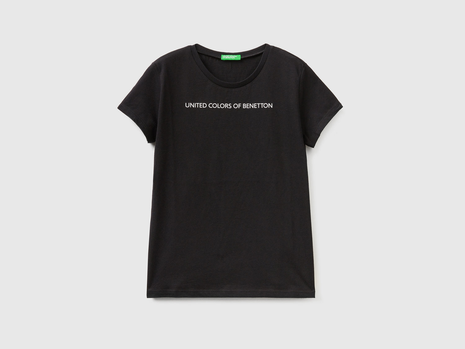 Maglietta con logo 100% cotone da bambina nero | Benetton Outlet
