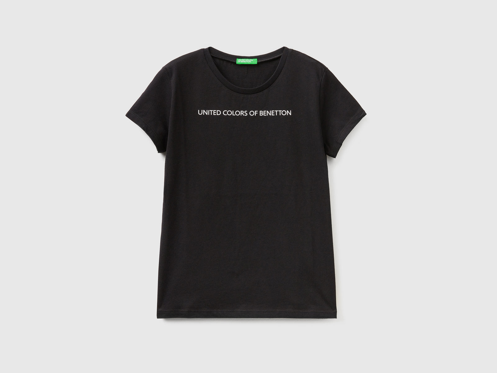 Maglietta con logo 100% cotone da bambina nero | Benetton Outlet