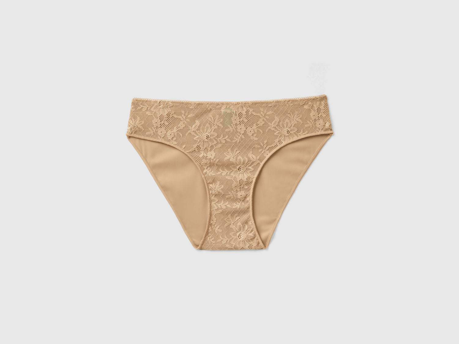 Slip in pizzo e microfibra da donna cammello | Benetton Outlet