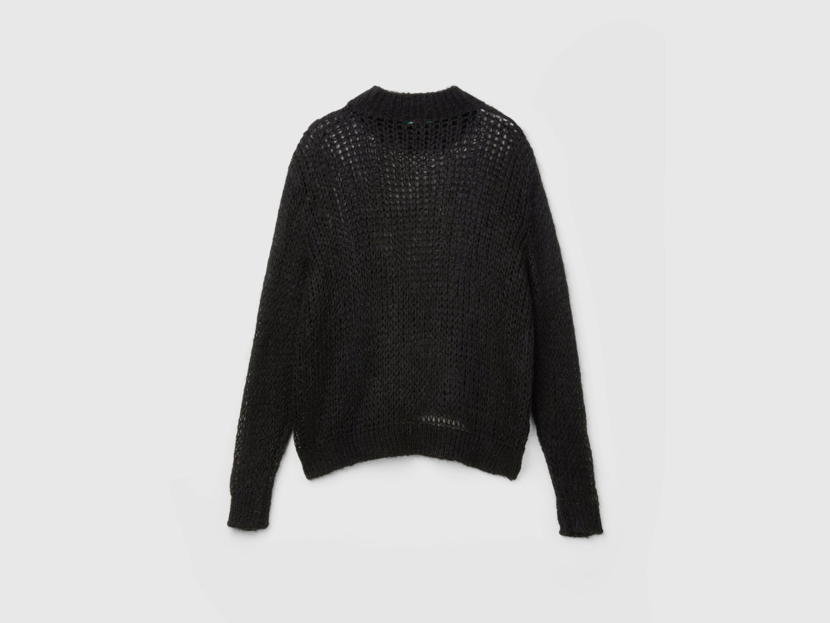 Mohair blend mesh turtleneck