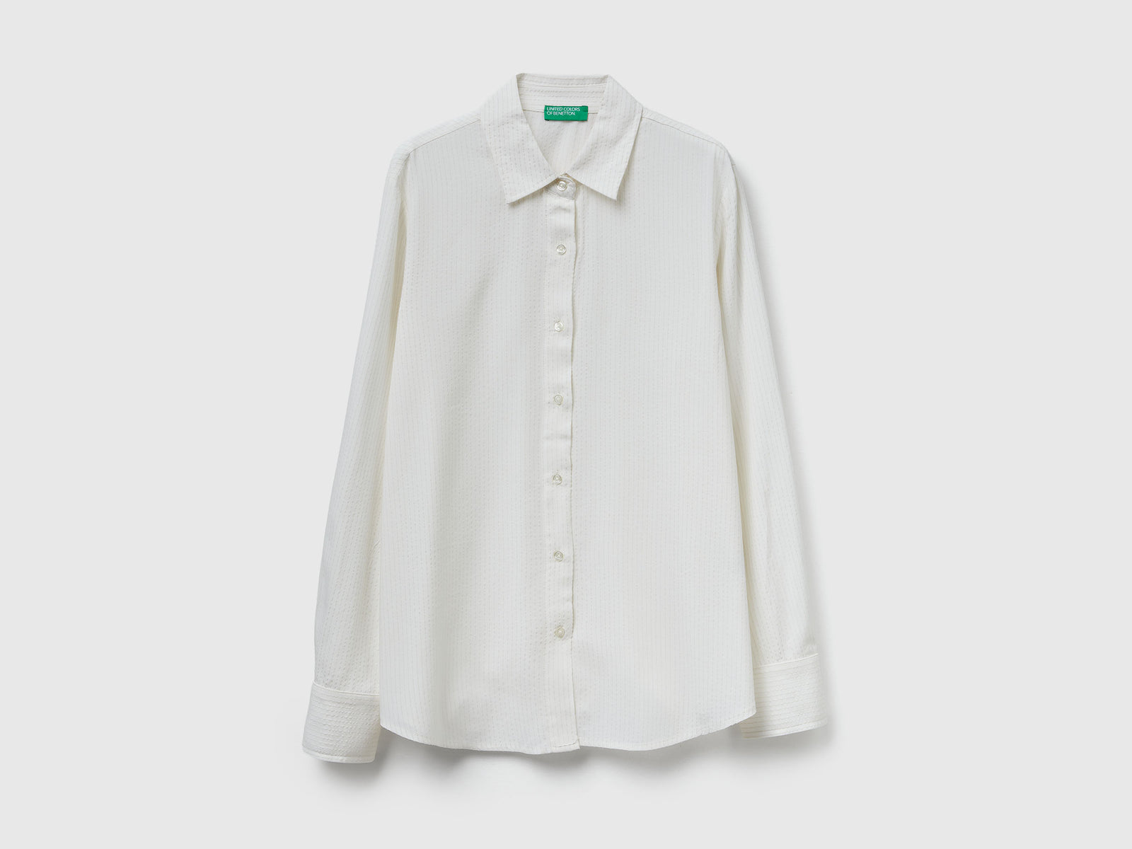 Camicia a righe in misto viscosa da donna bianco panna | Benetton Outlet