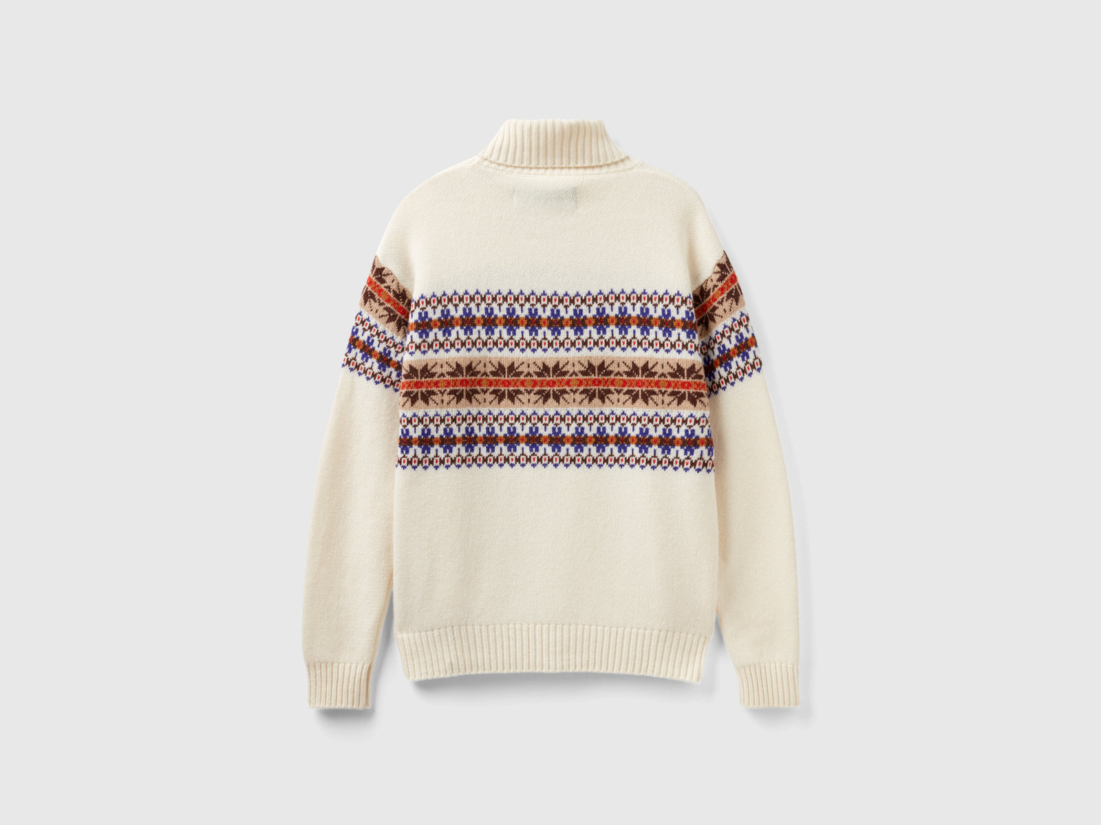 Dolcevita jacquard in misto lana da uomo bianco panna 2 | Benetton Outlet