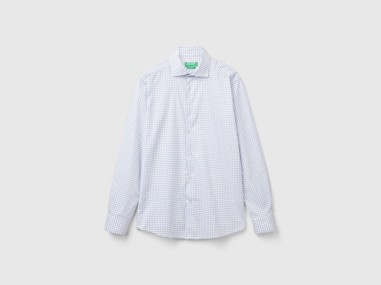 Camicia fantasia slim fit da uomo bianco | Benetton Outlet