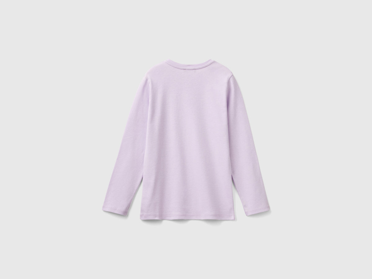 T-shirt manica lunga con stampa glitter