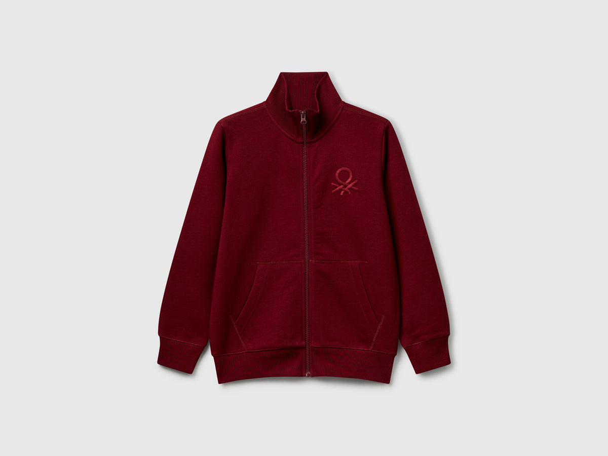 Felpa con zip in puro cotone