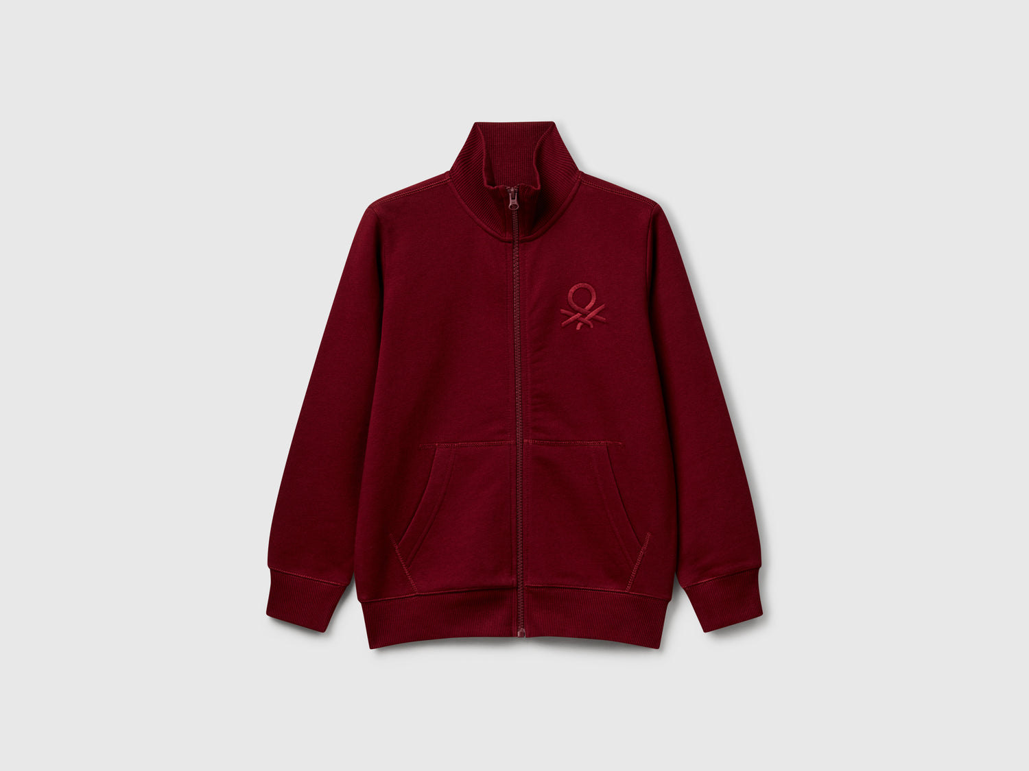 Felpa con zip in puro cotone da bambino bordeaux | Benetton Outlet