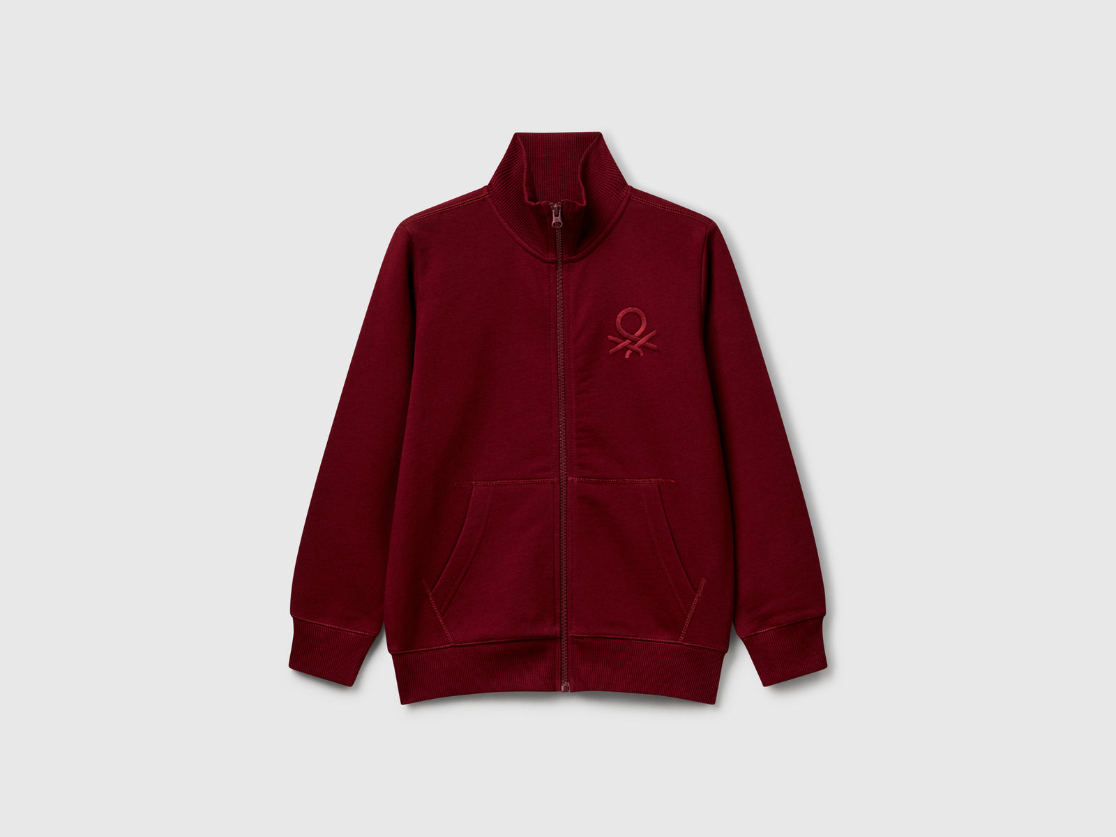 Felpa con zip in puro cotone da bambino bordeaux | Benetton Outlet