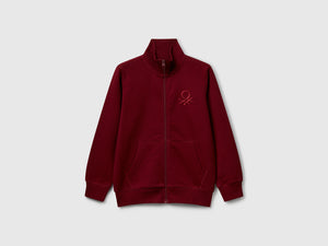 Felpa con zip in puro cotone