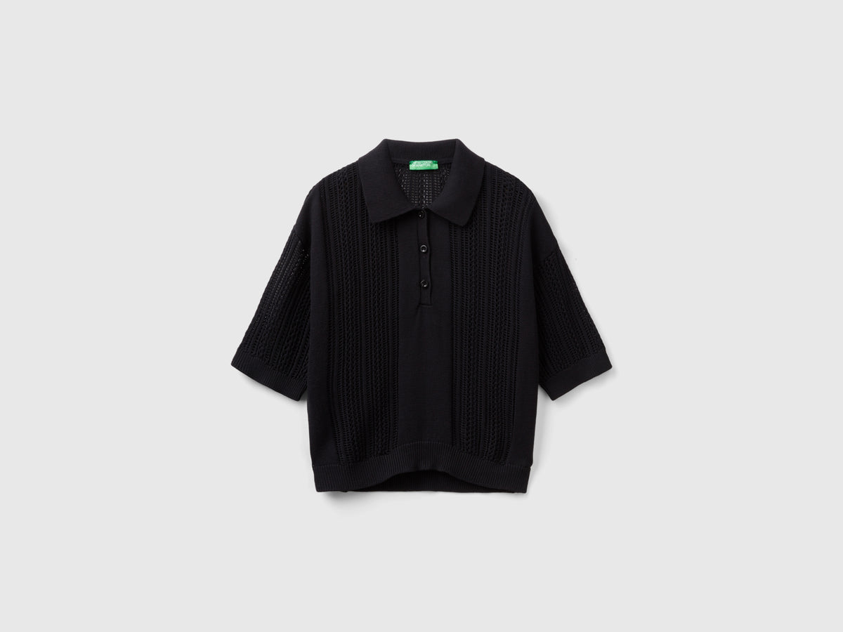 Polo in maglia crochet
