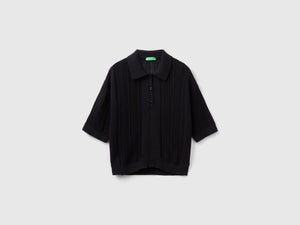 Polo in maglia crochet