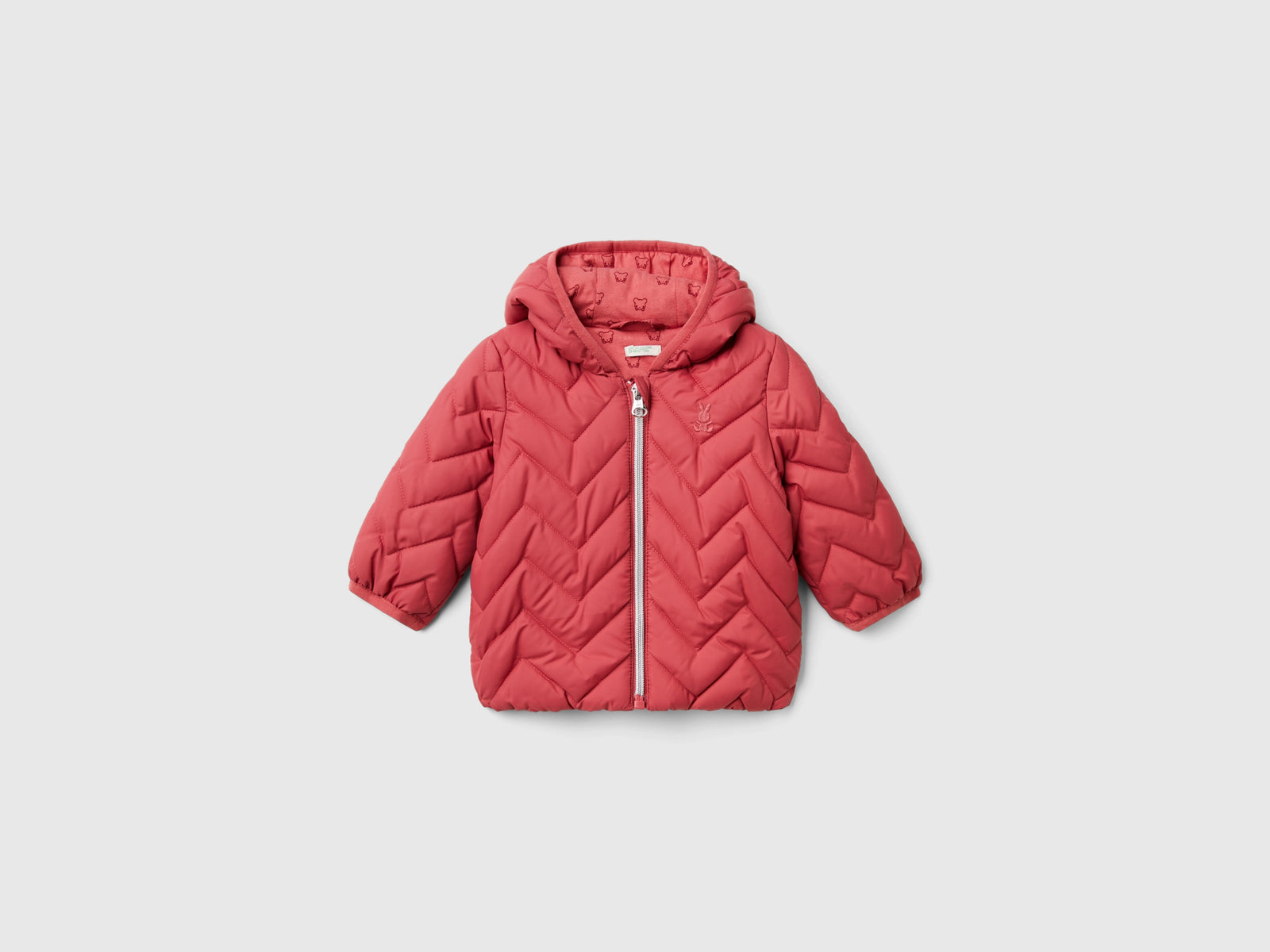 Piumino imbottito con orecchie da neonato malva | Benetton Outlet