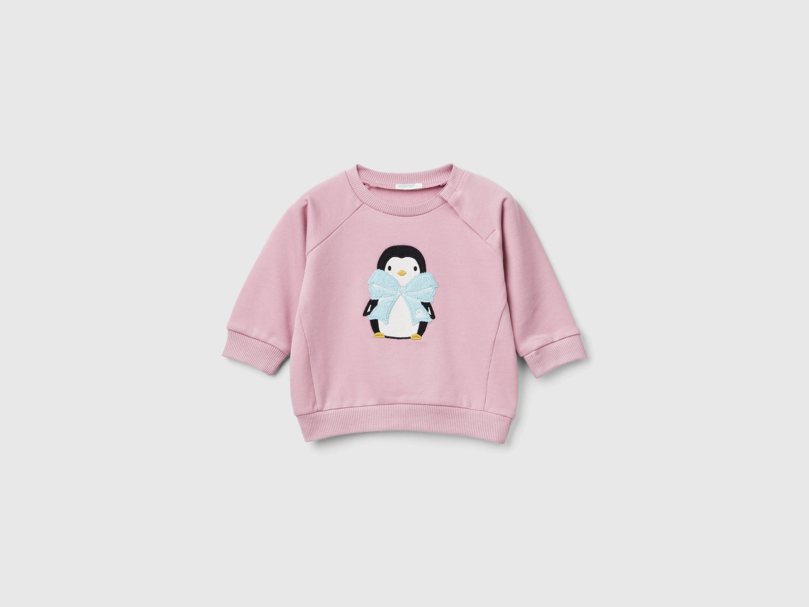 Felpa con ricamo animaletto da neonato malva | Benetton Outlet