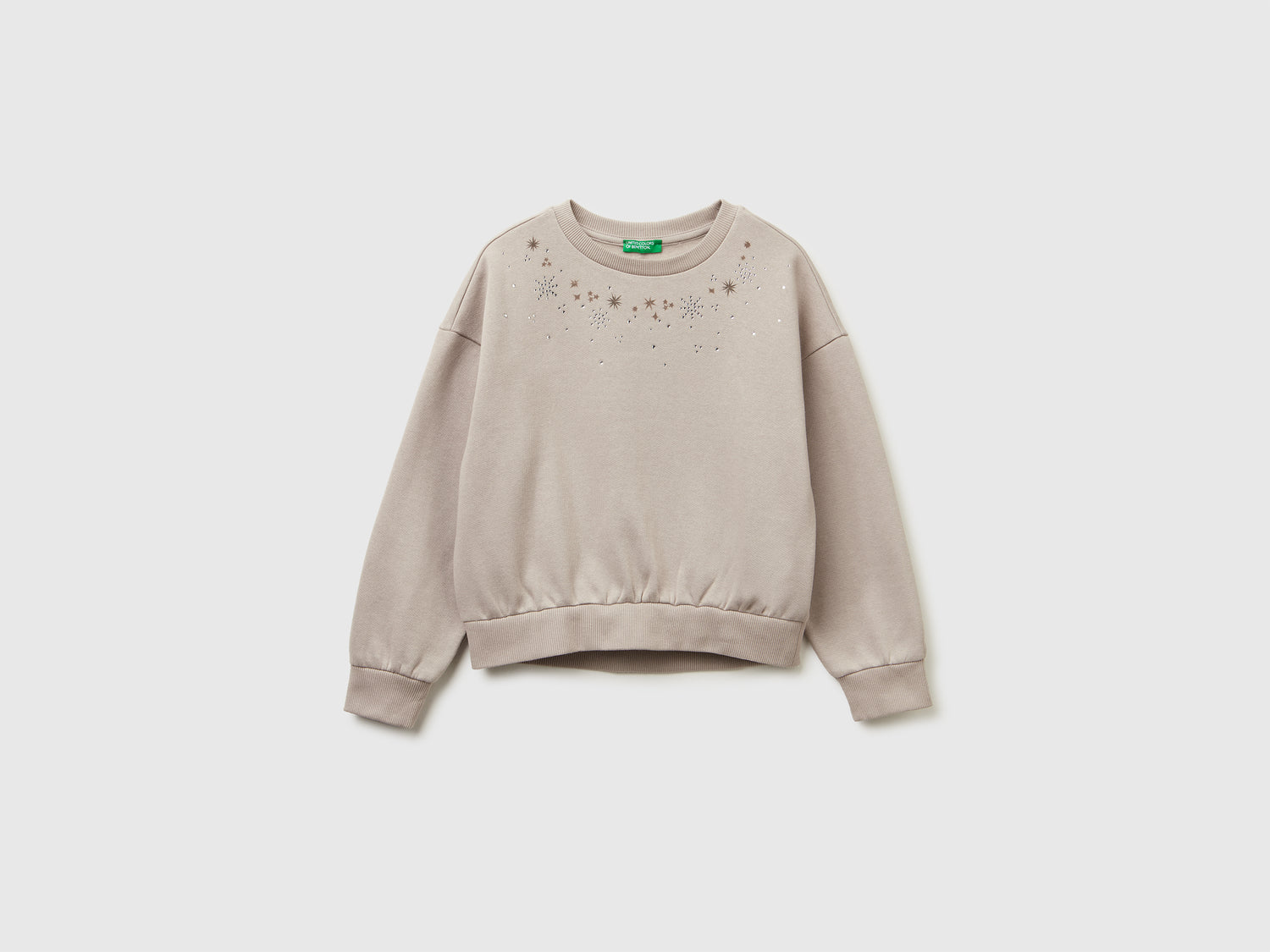 Calda felpa con stampa e strass da bambina tortora | Benetton Outlet