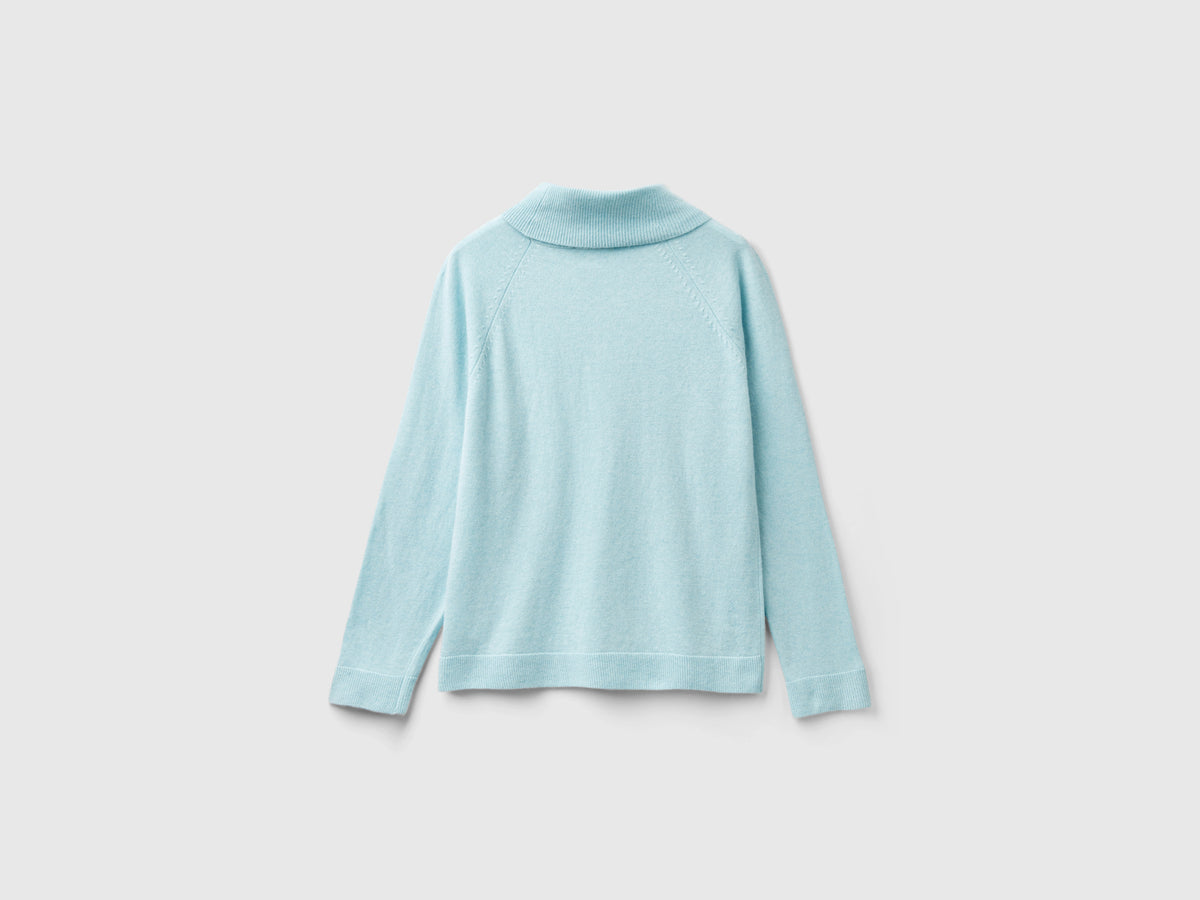Maglione dolcevita verde acqua chiaro in misto lana e cashmere