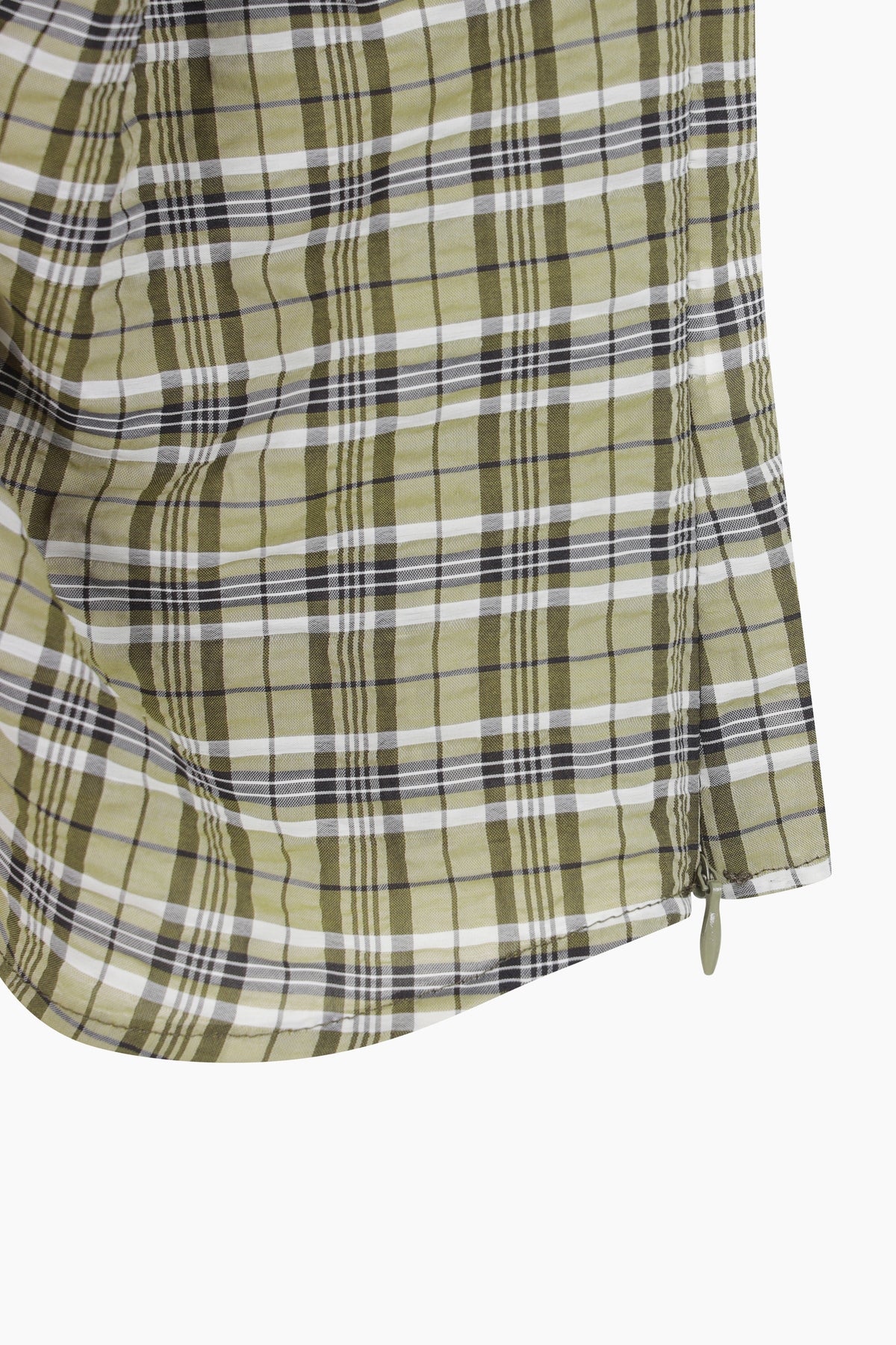 Blusa khaki a quadri con arriccio