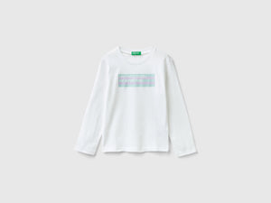T-shirt manica lunga con stampa glitter