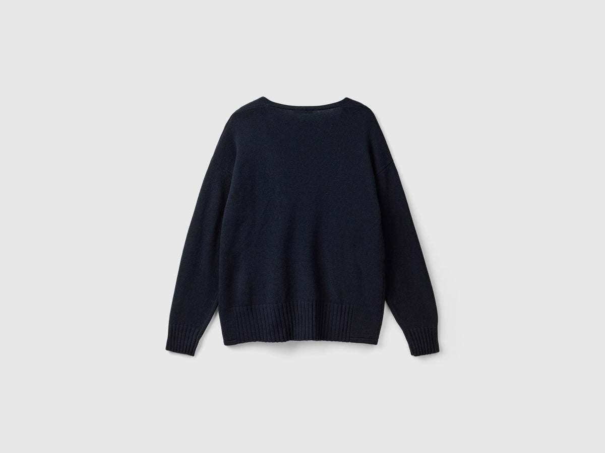 Maglia scollo a V in misto lana