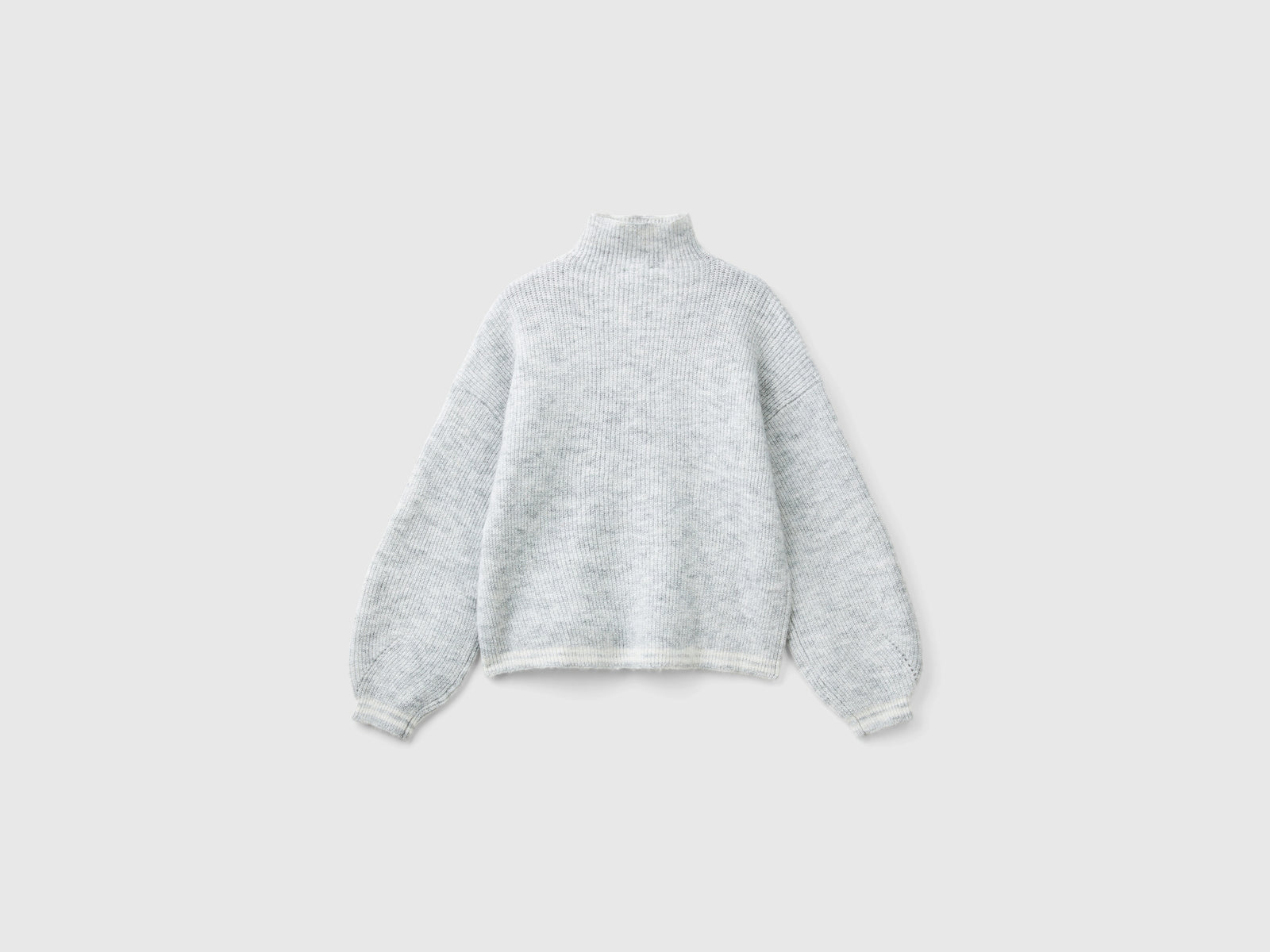 Maglia lupetto in misto lana da bambina grigio chiaro 2 | Benetton Outlet