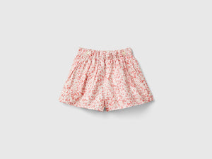 Heart-print viscose culottes