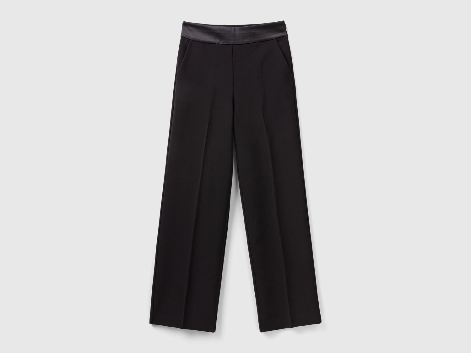 Pantaloni con cintura in raso da donna nero | Benetton Outlet