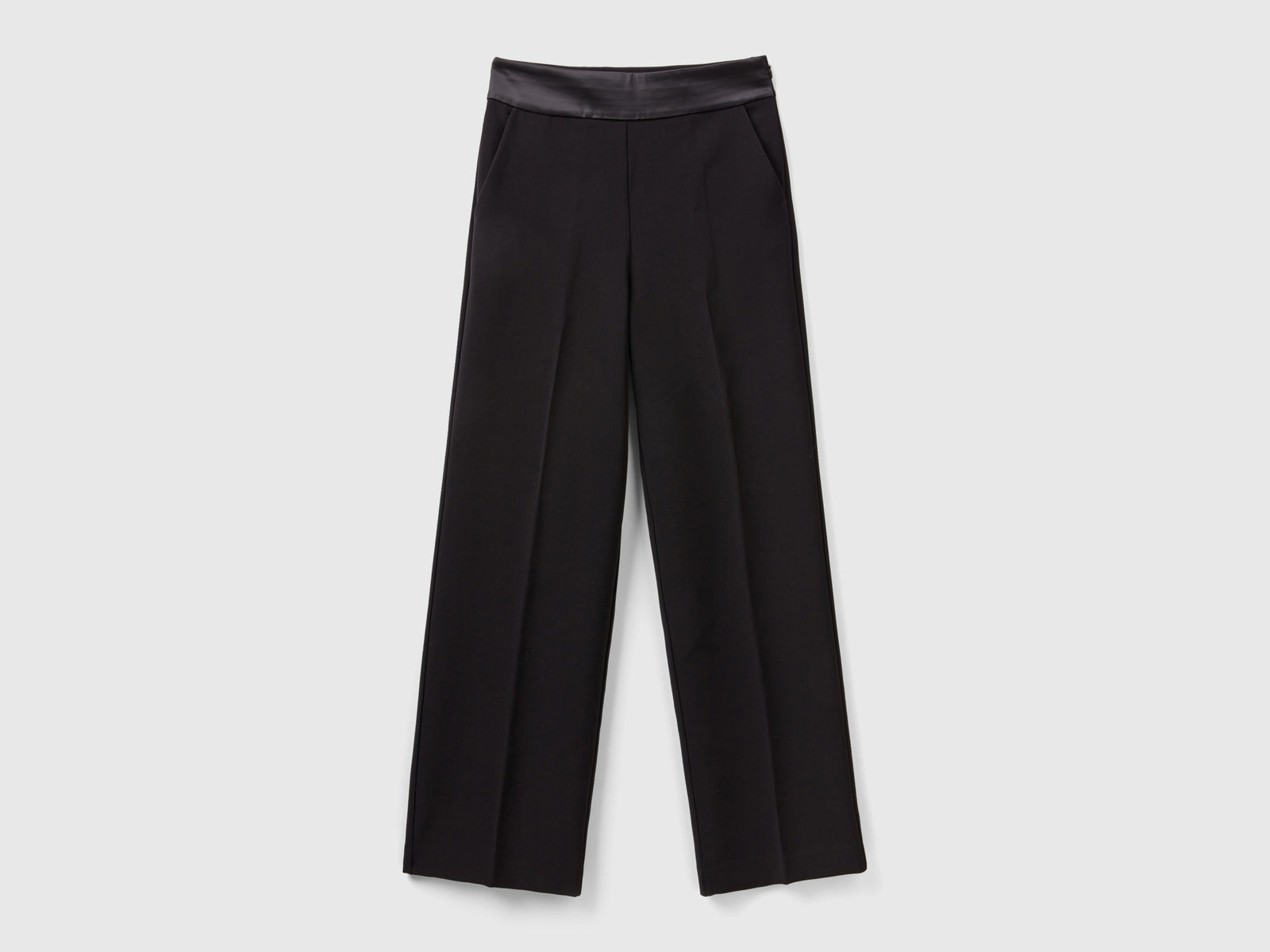 Pantaloni con cintura in raso da donna nero | Benetton Outlet