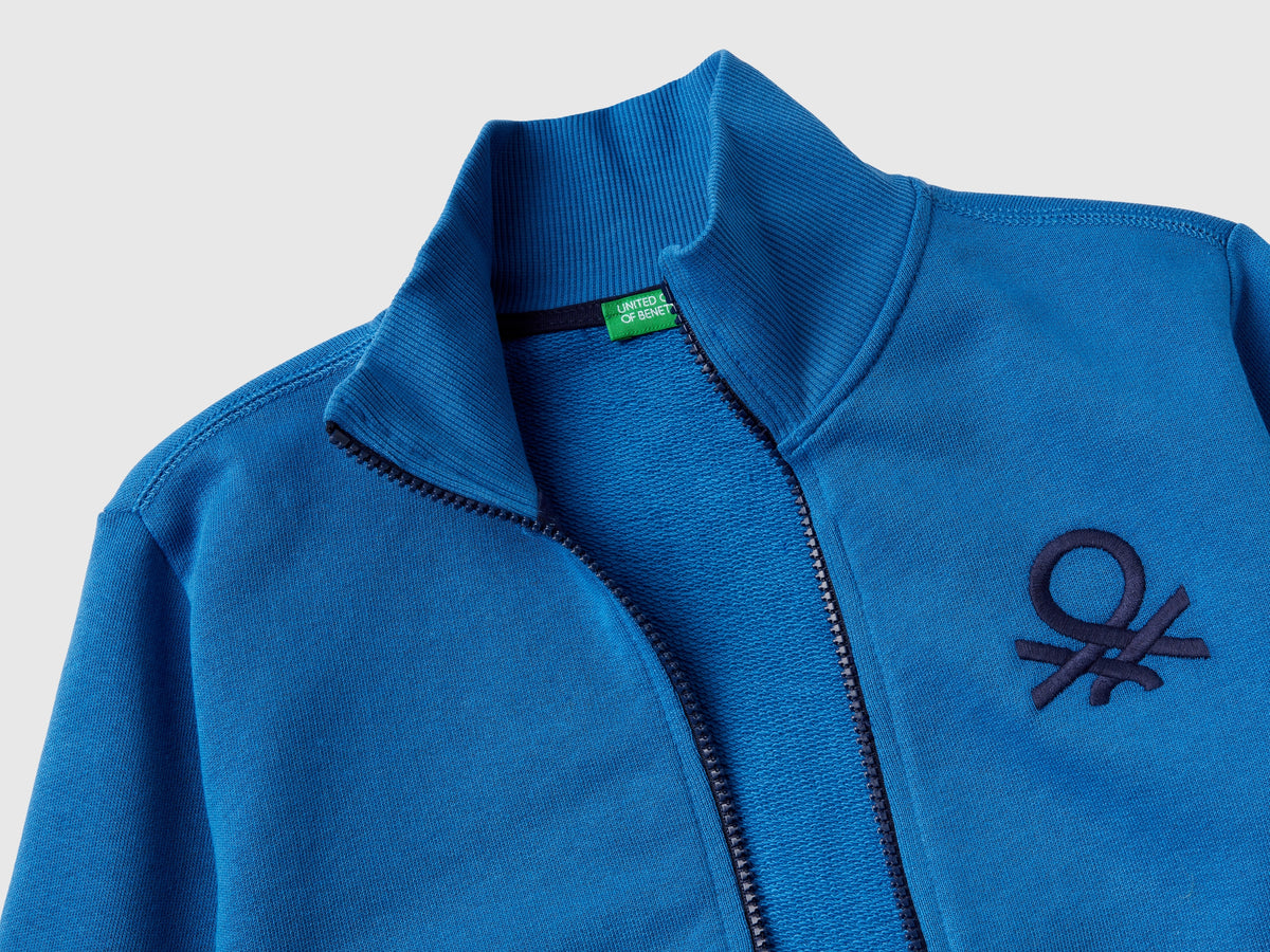 Felpa con zip in puro cotone