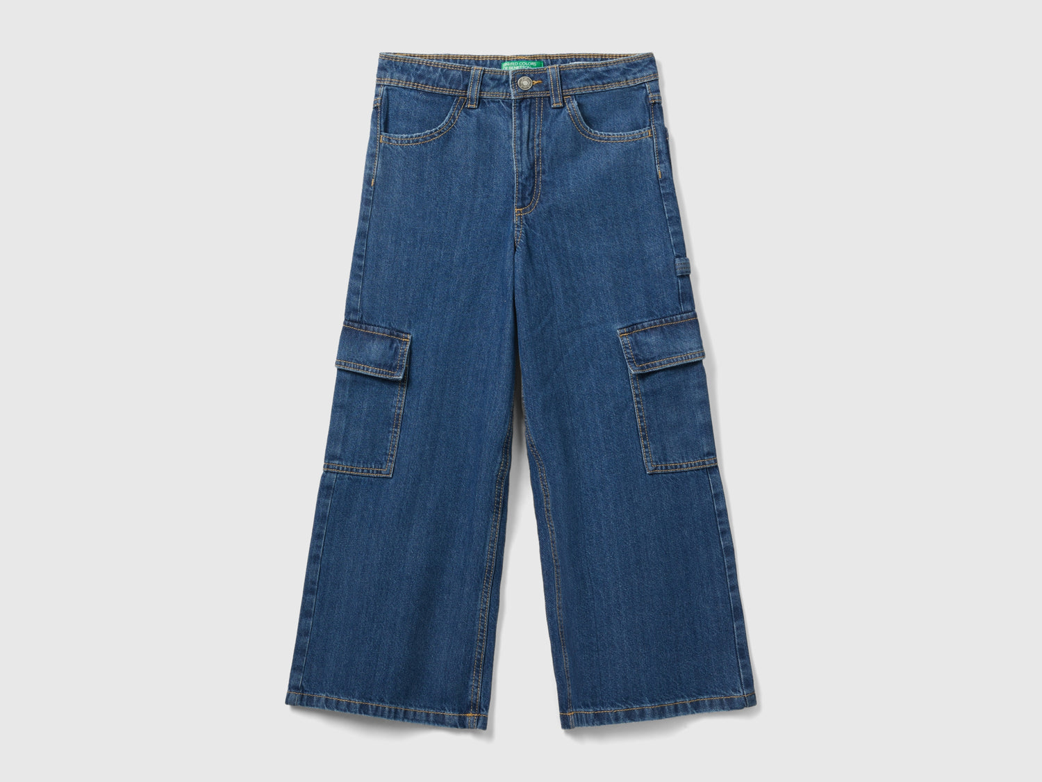 Jeans cargo wide fit da bambina blu | Benetton Outlet