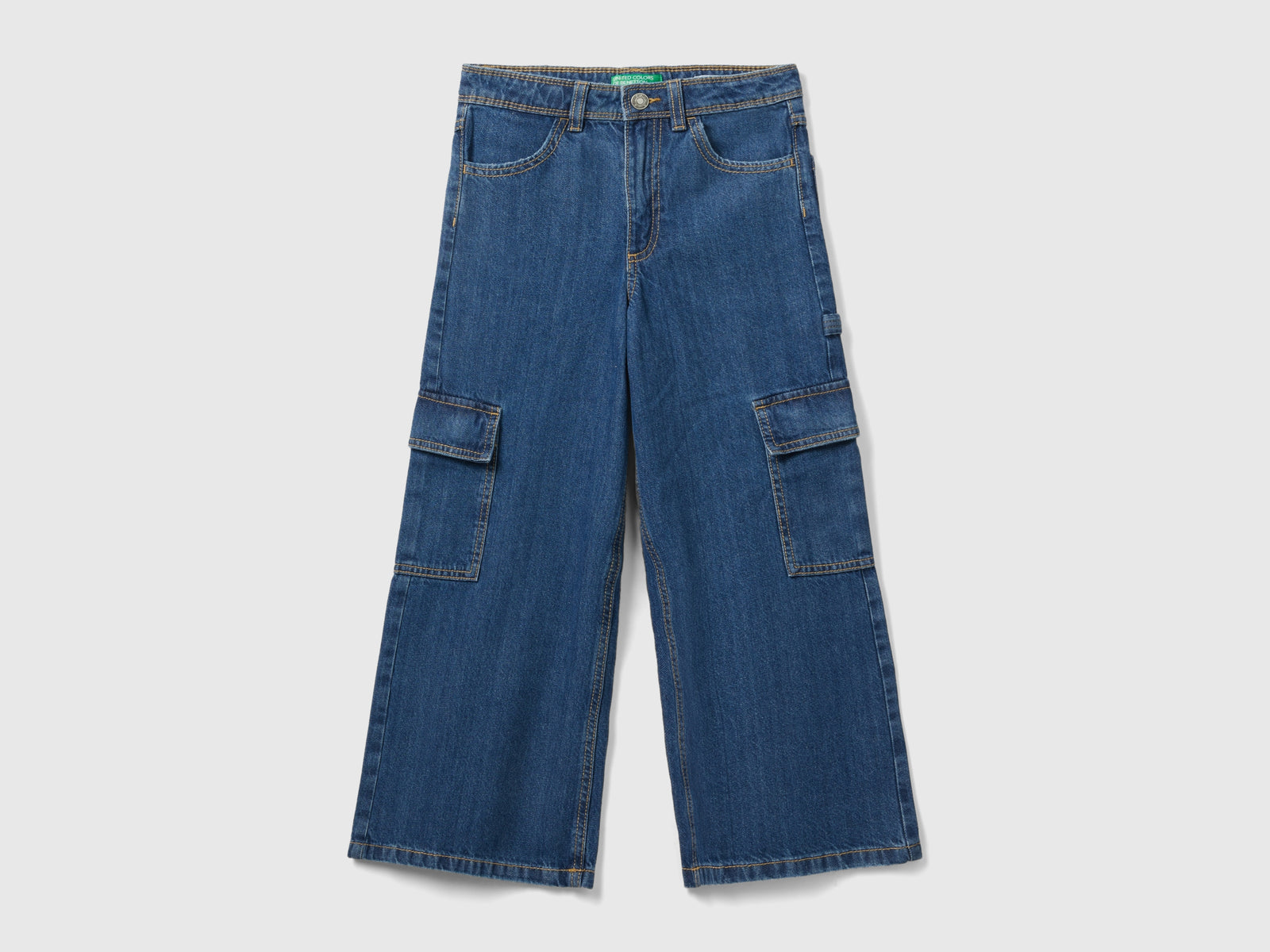 Jeans cargo wide fit da bambina blu | Benetton Outlet