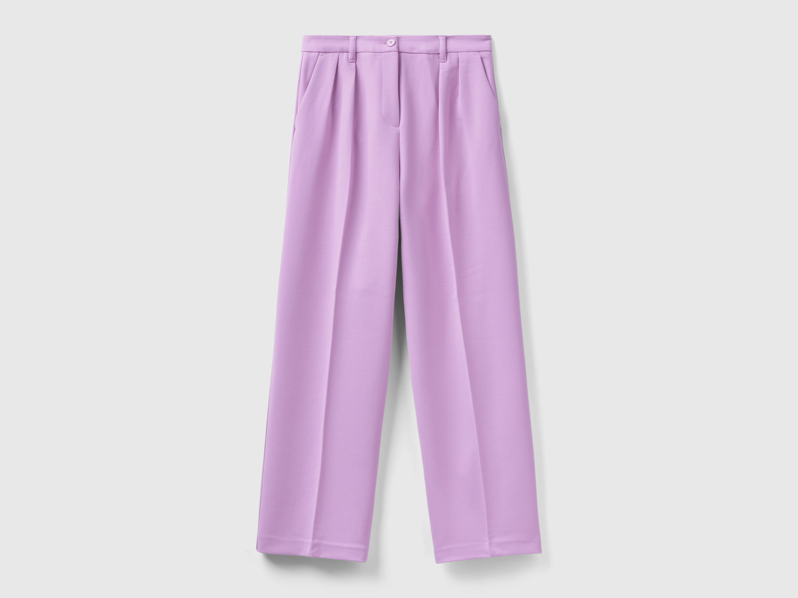 Pantaloni ampi con pieghe da donna lilla | Benetton Outlet