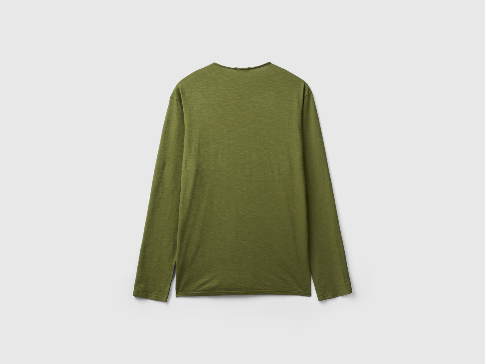 T-shirt a manica lunga in 100% cotone da uomo verde militare 2 | Benetton Outlet