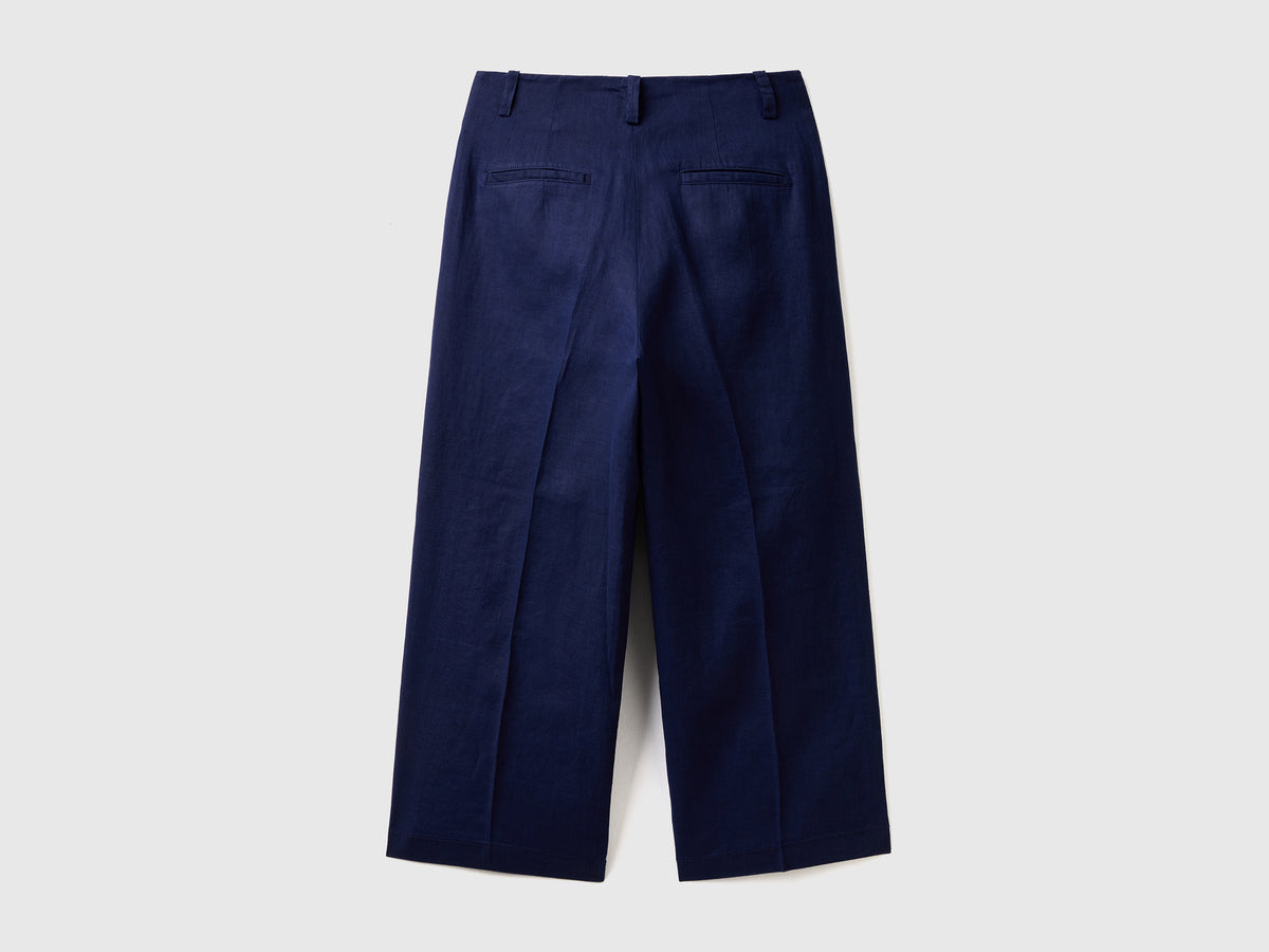 Pantaloni ampi in puro lino