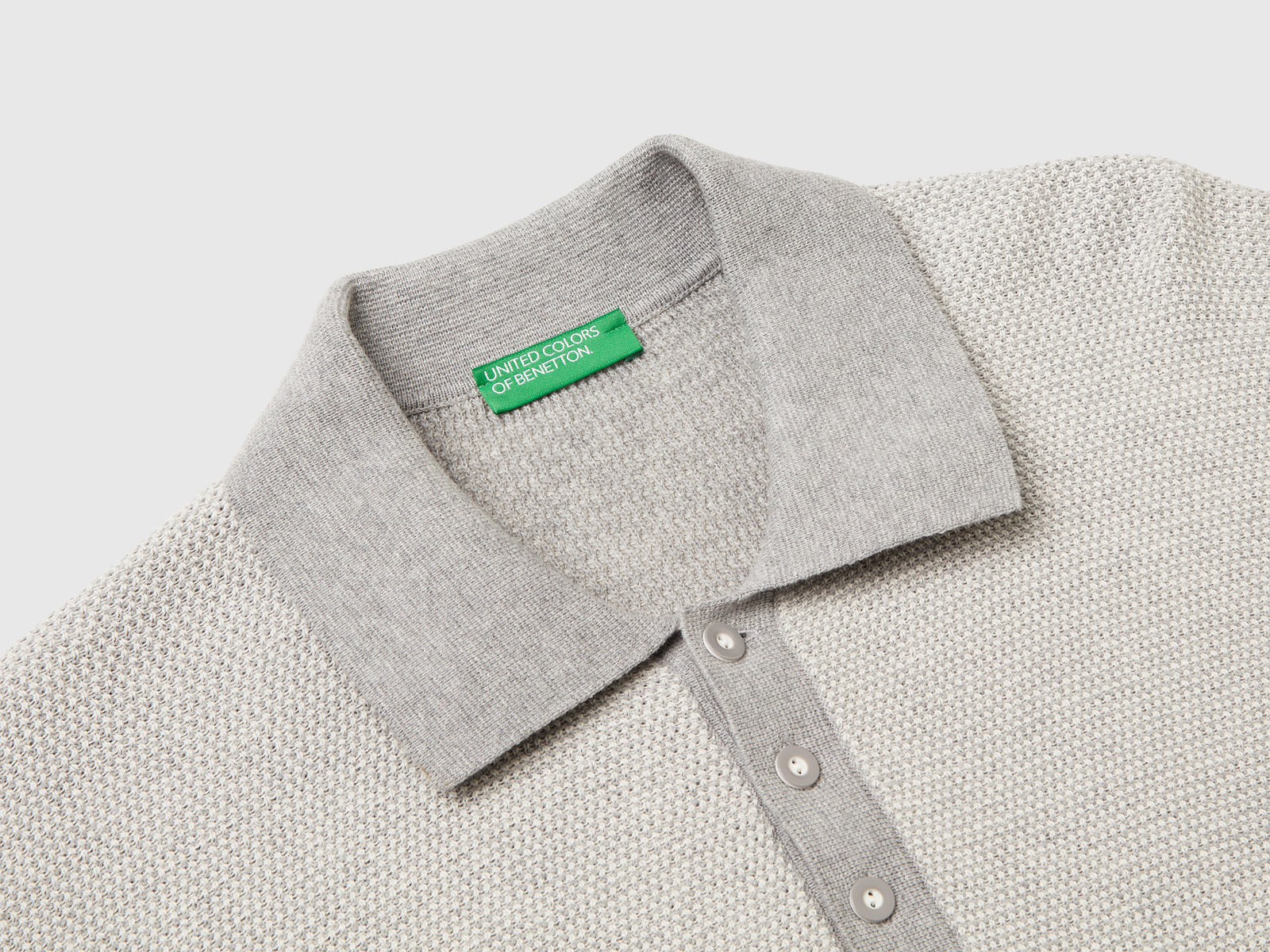 Polo in maglia 100% cotone da uomo grigio chiaro 3 | Benetton Outlet