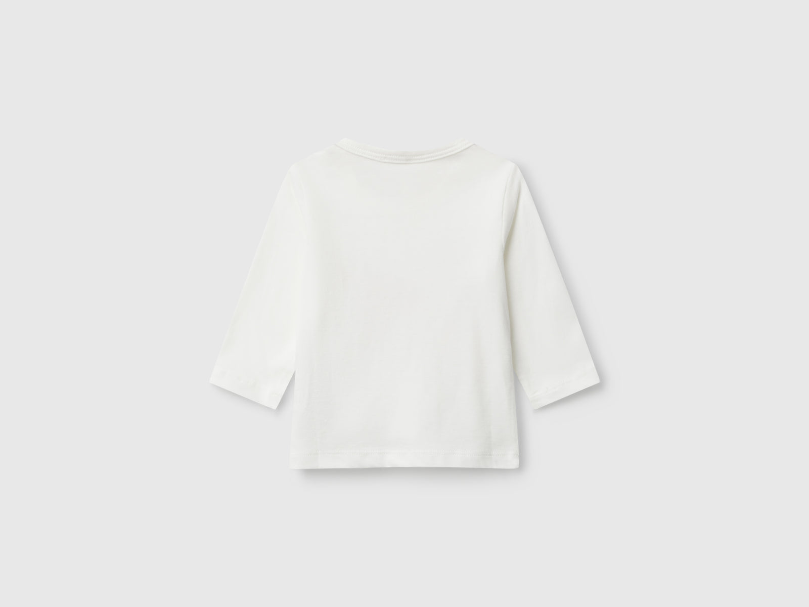 Maglietta girocollo in cotone da neonato bianco panna 2 | Benetton Outlet