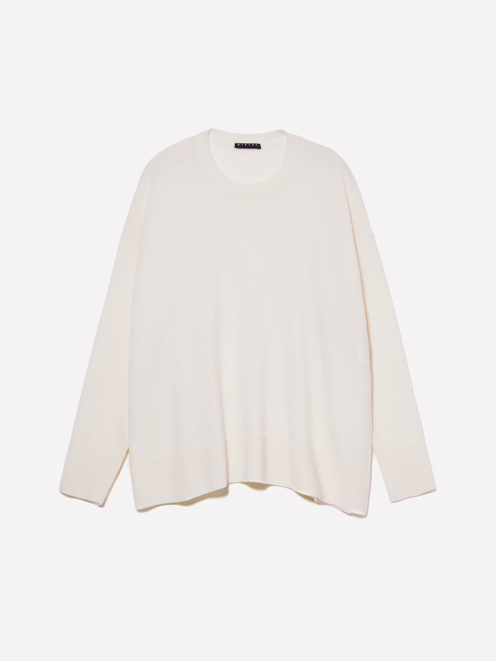 Maglia girocollo in misto lana da donna bianco panna | Sisley Outlet