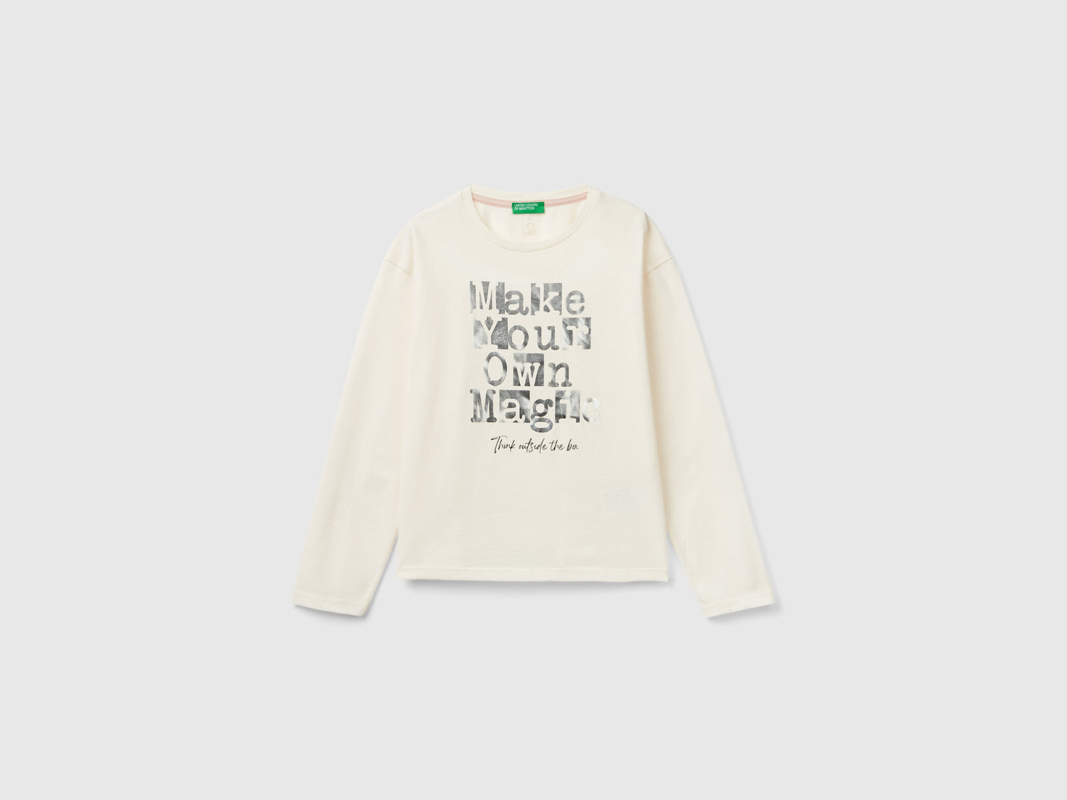 Maglietta in caldo cotone bio da bambina bianco panna | Benetton Outlet