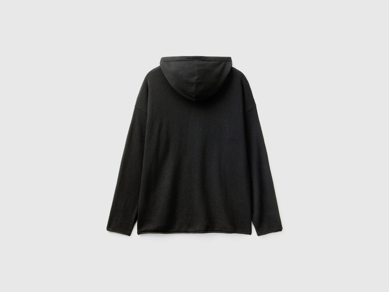 Cashmere blend sweater with hood da donna nero 2 | Benetton Outlet