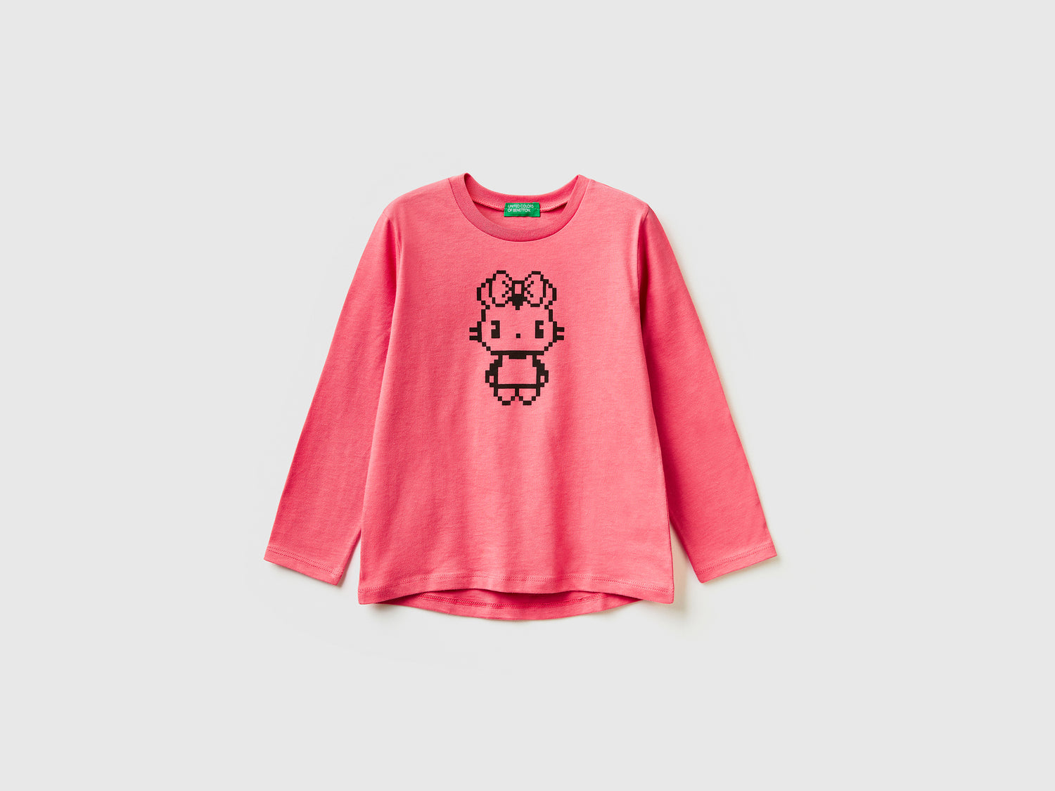 T-shirt con stampa pixel da bimba salmone | Benetton Outlet