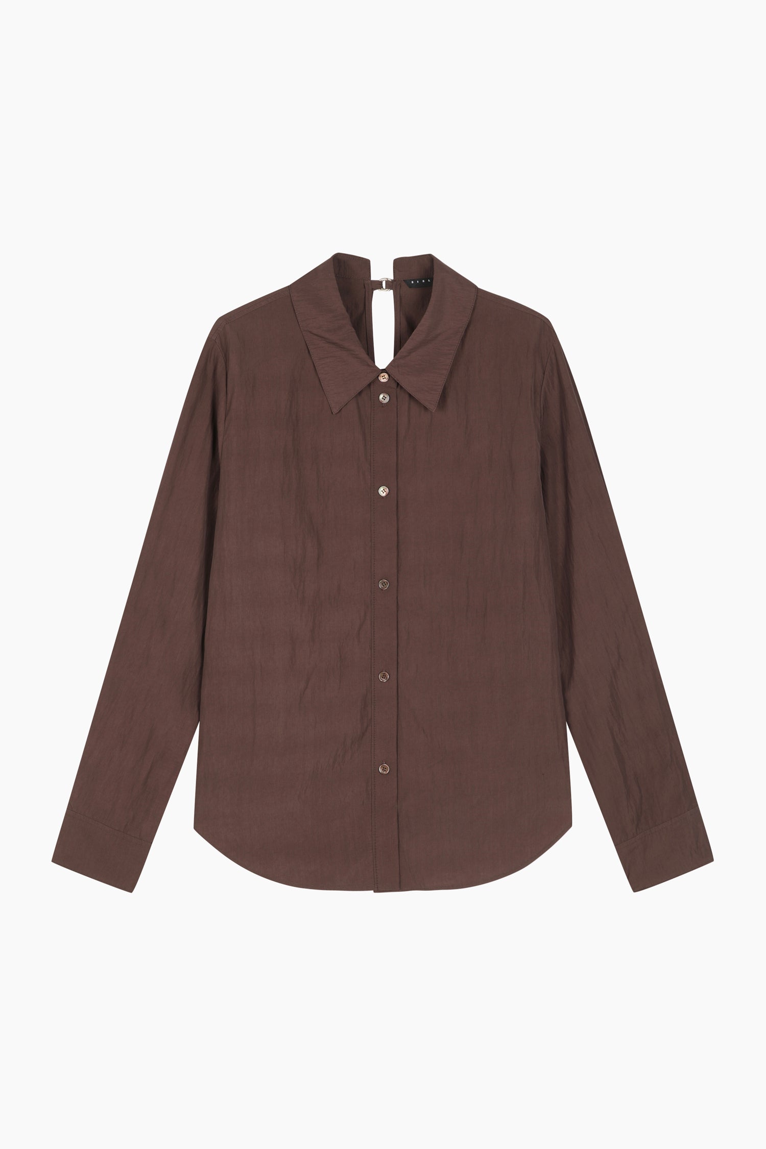 Camicia effetto crinkle da donna marrone scuro | Sisley Outlet